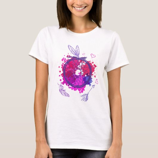 Indiaans symbool met veren - Vibrant Col T-shirt (Voorkant)