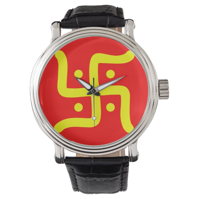 indiaans traditioneel hindu swastika symbool relig horloge (Voorkant)