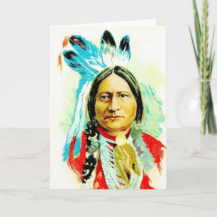 Indiaans Wenskaart met Sitting Bull Kaart
