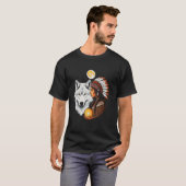 Indiaanse Amerikaanse Dag Pride Tribal Wolf Ameri T-shirt (Voorkant volledig)