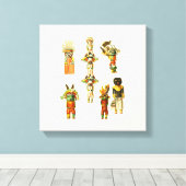 Indiaanse Antiek Hopi Kachina Dolls 1894 Canvas Afdruk (Insitu (Houten vloer))