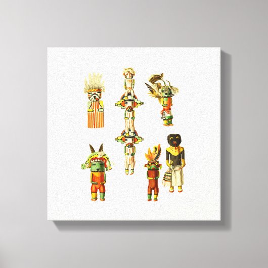 Indiaanse Antiek Hopi Kachina Dolls 1894 Canvas Afdruk (Voorkant)