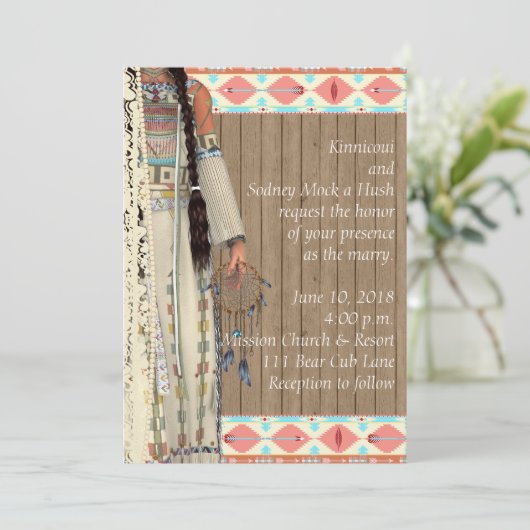 Indiaanse bruiloft uitnodiging met bruid (Staand voorkant)