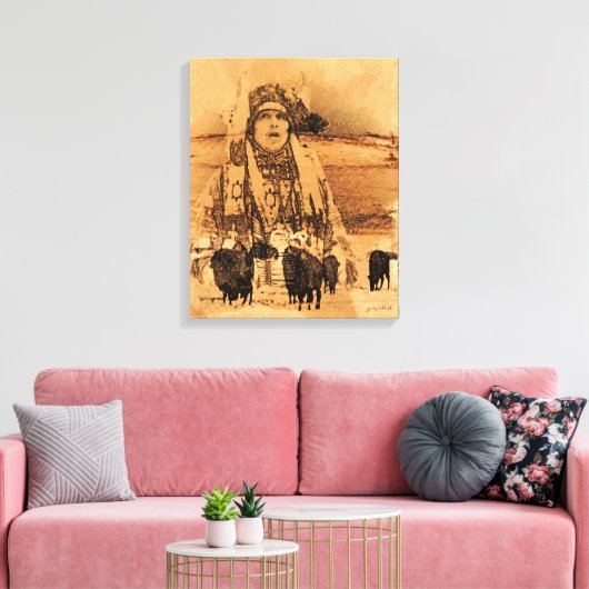 Indiaanse Buffalo Gallery verpakte print (Insitu (Woonkamer))