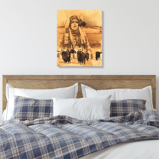 Indiaanse Buffalo Gallery verpakte print (Insitu (Slaapkamer))