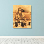 Indiaanse Buffalo Gallery verpakte print (Insitu (Houten vloer))