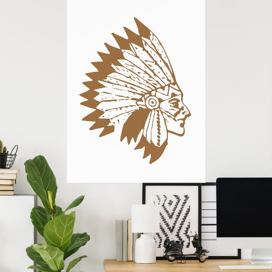 Indiaanse Chief Boho Indiase Apache Poster (Thuiskantoor)