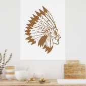 Indiaanse Chief  Boho Indiase Apache Poster (Keuken)