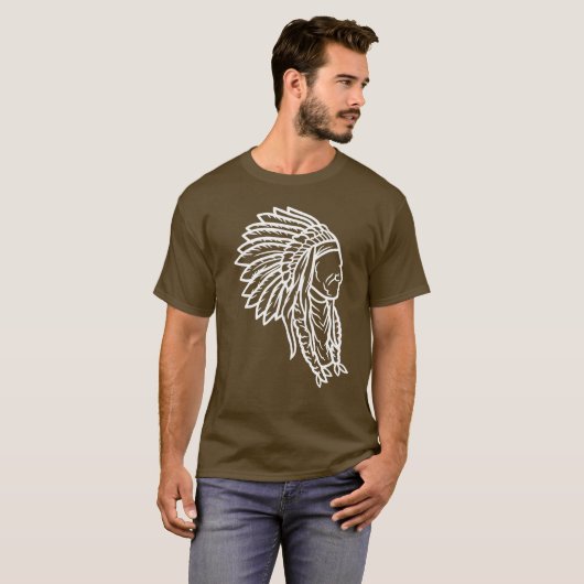 Indiaanse Chief Boho Indiase Apache T-shirt (Voorkant volledig)