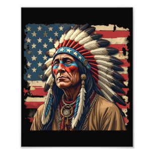 Indiaanse Chief Patriotic American Foto Afdruk