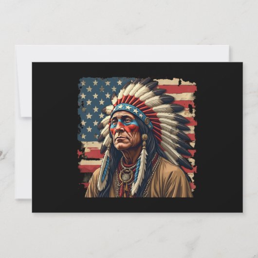 Indiaanse Chief Patriotic American Kaart (Voorkant)