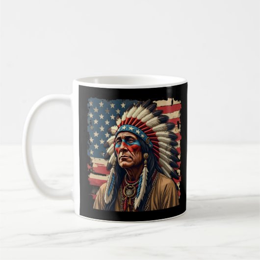 Indiaanse Chief Patriotic American Koffiemok (Links)