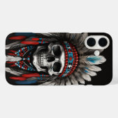 Indiaanse Chief Skull met hoofdtooi Case-Mate iPhone Case (Achterkant (horizontaal))