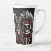 Indiaanse Chief Skull met hoofdtooi Latte Mok (Rechts)