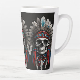 Indiaanse Chief Skull met hoofdtooi Latte Mok