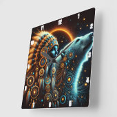 Indiaanse connectie tussen geest en Natuur Vierkante Klok (Hoek)