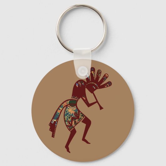 Indiaanse cultuur - Dansk Kokopelli 3 Sleutelhanger (Voorkant)