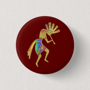 Indiaanse cultuur - Dansk Kokopelli 5 Ronde Button 3,2 Cm