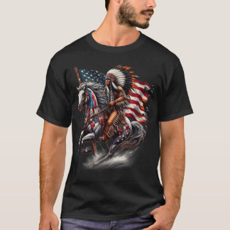 Indiaanse Dag Vlag Indiaas Paardrijden 4th o T-shirt