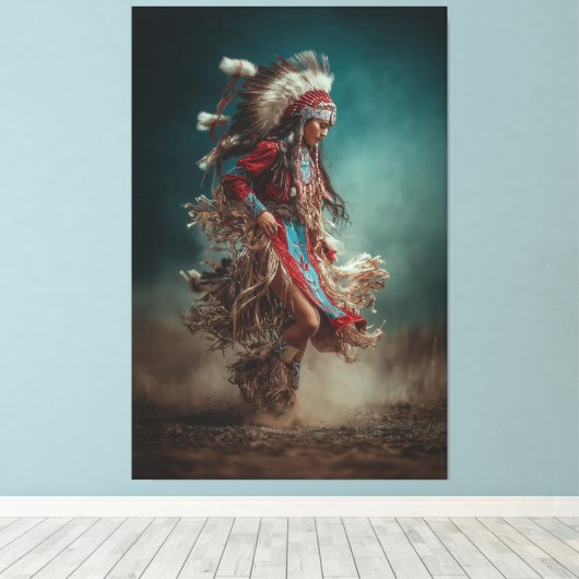 Indiaanse Danser Canvas Afdruk (Insitu (Houten vloer))