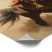 Indiaanse dappere gooien een speer van paard poster (Hoek)