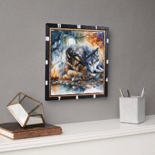 Indiaanse droom: rivier van reflecties vierkante klok