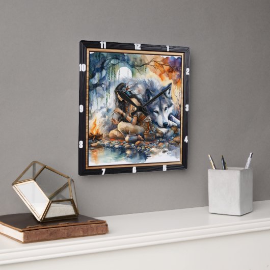 Indiaanse droom: rivier van reflecties vierkante klok (Kantoor)