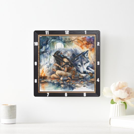 Indiaanse droom: rivier van reflecties vierkante klok (Huis)