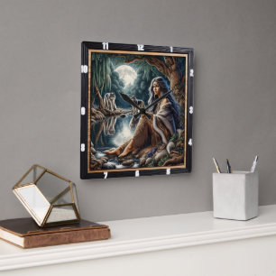 Indiaanse droom: rivier van reflecties vierkante klok