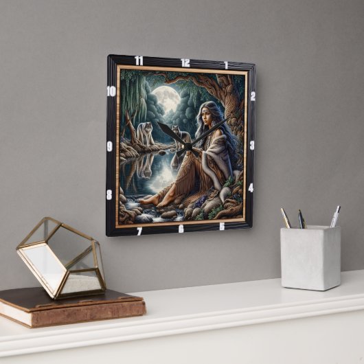 Indiaanse droom: rivier van reflecties vierkante klok (Kantoor)