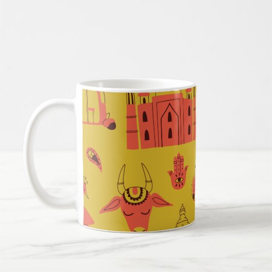 Indiaanse elementen, met de hand getekend . koffiemok (Links)