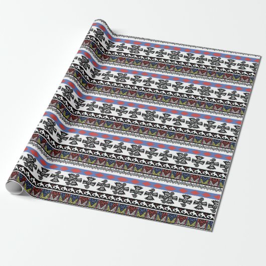 Indiaanse etnische illustratie cadeaupapier (Uitgerold)