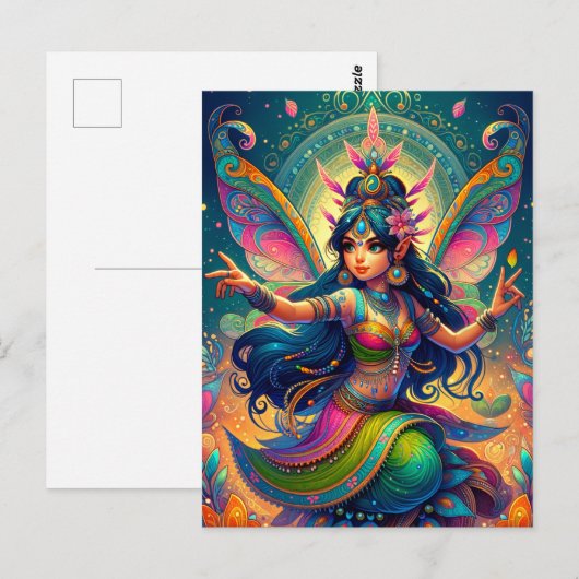 Indiaanse fee briefkaart (Voorkant / Achterkant)