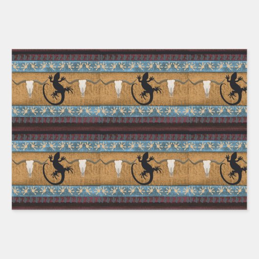 Indiaanse gekko, buffel & uil inpakpapier vel (Voorkant)