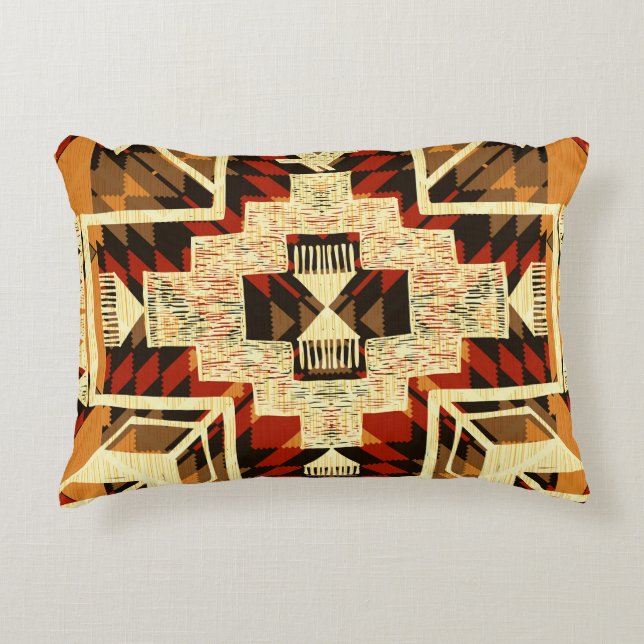Indiaanse,  handgetekende Abstract. Accent Kussen (Voorkant)