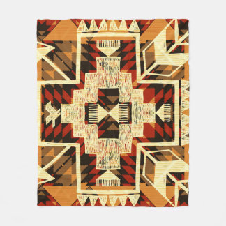 Indiaanse,  handgetekende Abstract. Fleece Deken