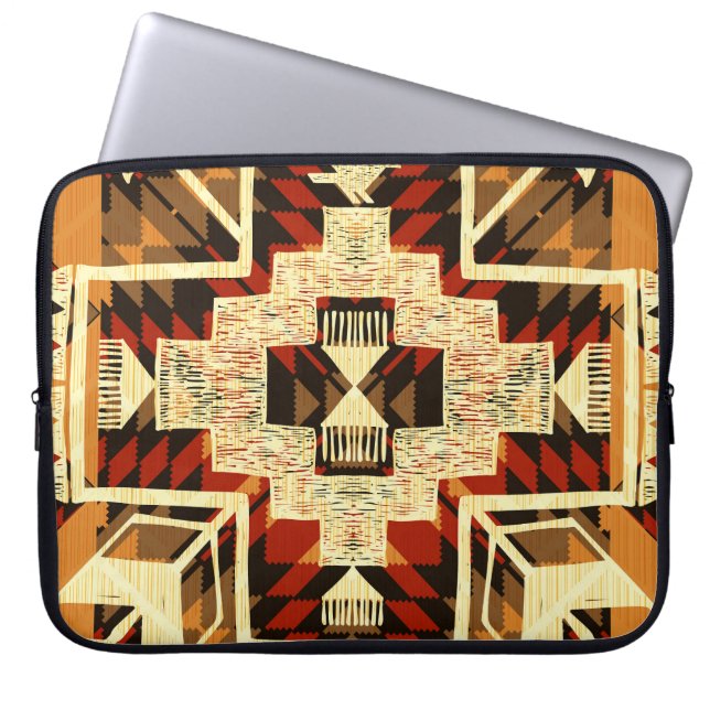 Indiaanse,  handgetekende Abstract. Laptop Sleeve (Voorkant)