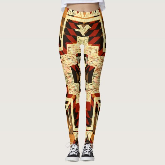 Indiaanse,  handgetekende Abstract. Leggings (Voorkant)