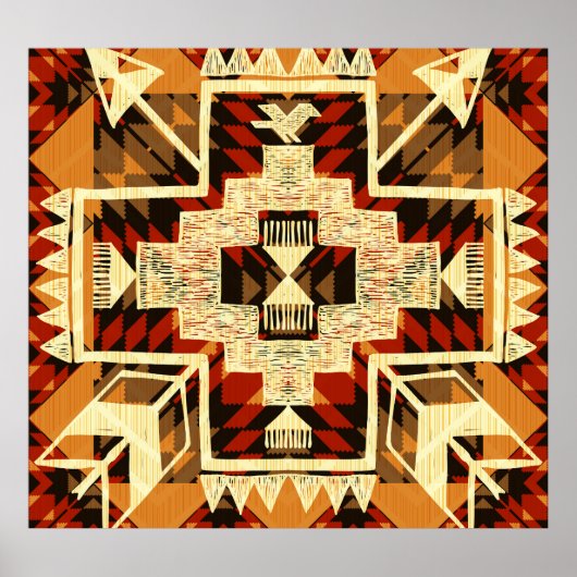 Indiaanse,  handgetekende Abstract. Poster (Voorkant)