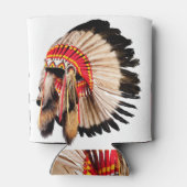 Indiaanse hoofdtooi, hoofdillustratie. blikjeskoeler (Achterkant)