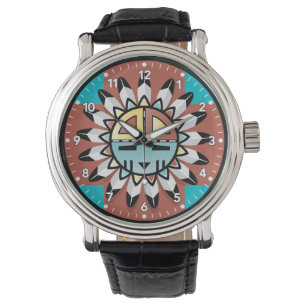 Indiaanse Hopi Kachina Tribal Art Design Horloge