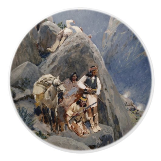 Indiaanse Iconen: Apache Krijgers, Amerikaanse Cav Keramische Knop (Voorkant)