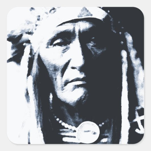 Indiaanse indiaan Apsaroke Vierkante Sticker (Voorkant)