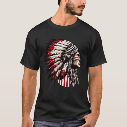 Indiaanse Indiaan, hoofd voorouders T-shirt (Voorkant)
