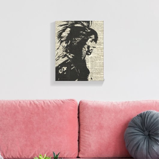 Indiaanse Indiaan over een oude woordenboekpagina Canvas Afdruk (Insitu (Woonkamer))