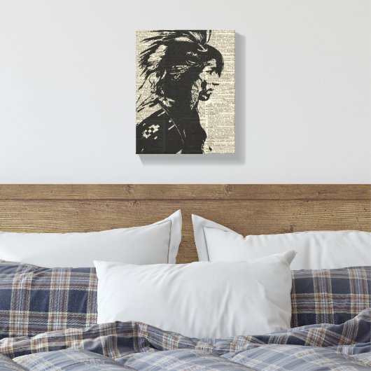 Indiaanse Indiaan over een oude woordenboekpagina Canvas Afdruk (Insitu (Slaapkamer))