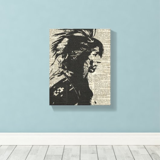 Indiaanse Indiaan over een oude woordenboekpagina Canvas Afdruk (Insitu (Houten vloer))