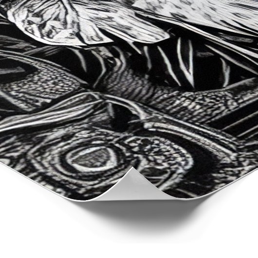 Indiaanse Indiaanse krijger Feather Headdress Poster (Hoek)