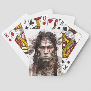 Indiaanse Indiaanse portret krijger schilderij Pokerkaarten