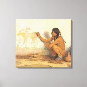  Indiaanse indianenartiest door Couse Canvas Afdruk